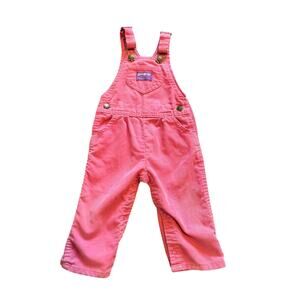 Vintage Paper Tag Osh Kosh Pink Corduroy Overalls - Size 24 mos
